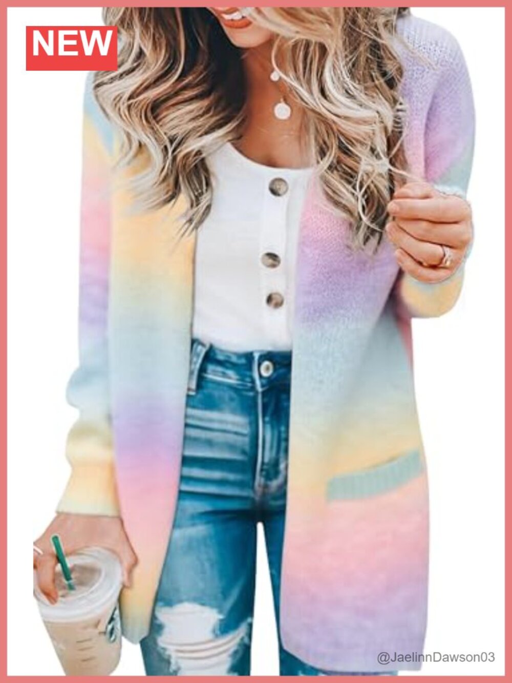ECOWISH Women's Long Knit Cardigan Sweater with Pockets